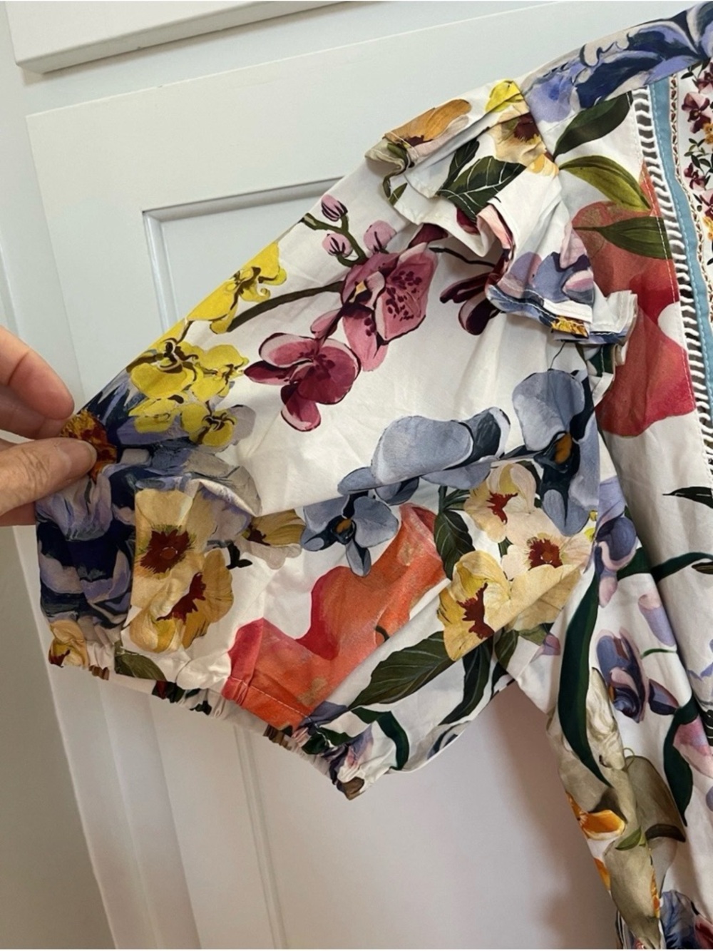 FARM RIO GREEK GARDEN OFF WHITE FLORAL BELTED MINI DRESS new with tag $230 - Picture 8 of 10